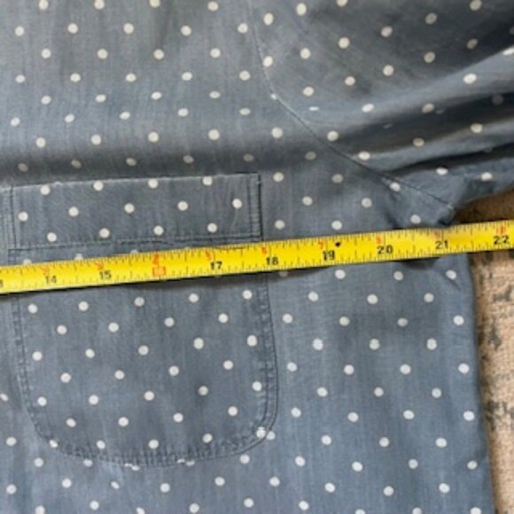 LOFT Blue Polka Dot Button Down Shirt - Picture 5 of 11